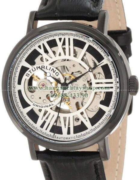 Stuhrling Original nam 168S.33551 Classic Automatic Skeleton Round Black IP Watch Set-hangxachtayshop