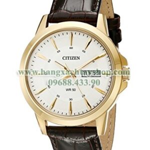 Citizen BF2018-01A Gold-Tone Stainless Steel Watch with Brown Leather Band-hangxachtayshop