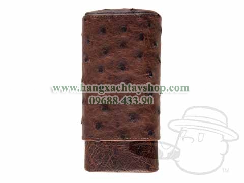 The-Show-Band-3-Cigar-Case-GenuineOstrich-Antique-Saddle The-Show-Band-3-Cigar-Case-GenuineOstrich-Antique-Saddle